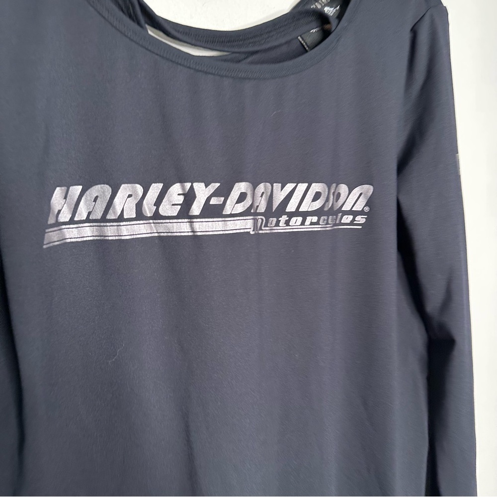 Harley-Davidson | Women's Black Key Hole Back Long Sleeve Top Size Large - Picture 4 of 11